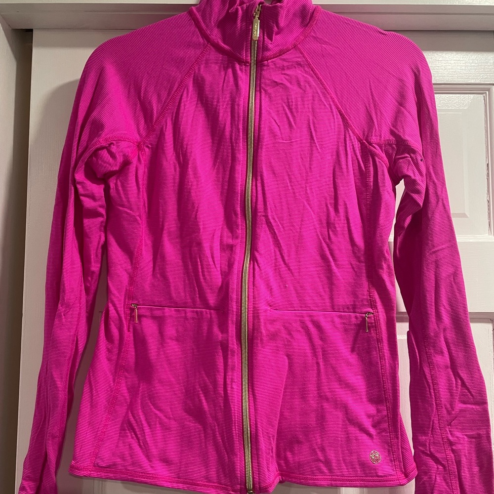 Lilly Pulitzer Luxletic Zip Up jacket, size S, magenta pink with gold zipper